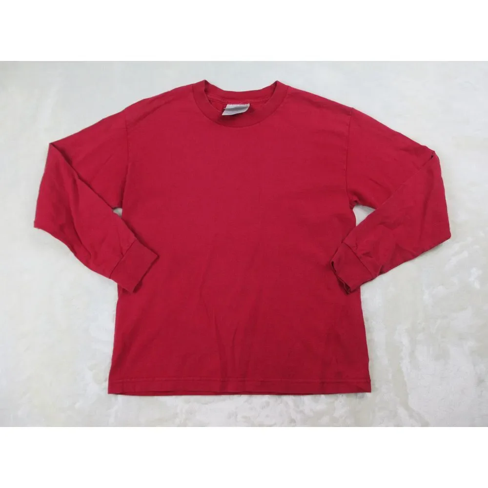 VINTAGE Nike‎ Shirt Boys Medium Red Long Sleeve 90s Kids Youth*
